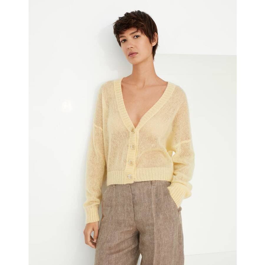 Brunello Cucinelli Wolight Yellow Wool Blend Sweater