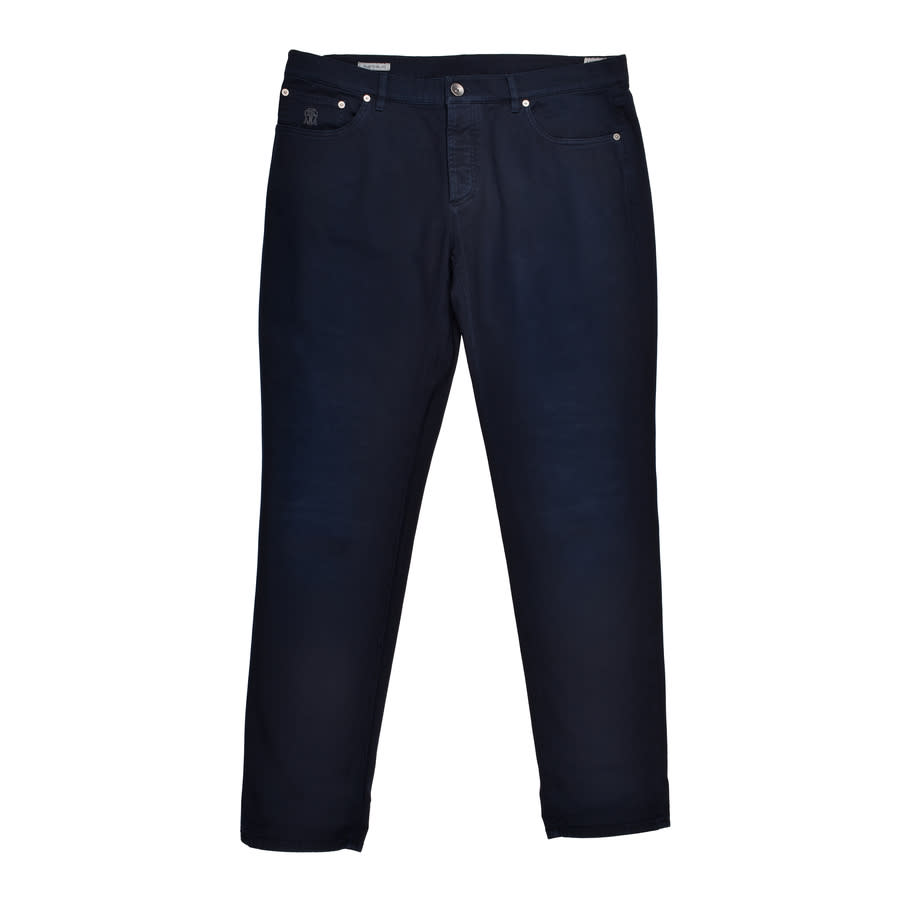 Brunello Cucinelli Cotton-Blend Five-Pocket Trousers — Navy