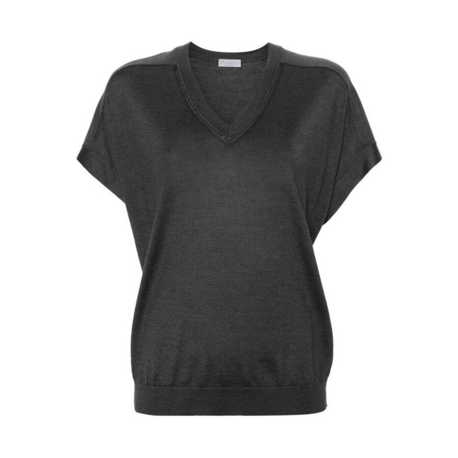Brunello Cucinelli Wocharcoal Wool Silk Shirt