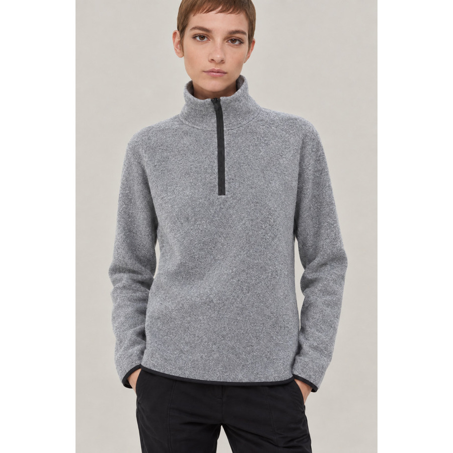 Brunello Cucinelli Wool Blend Half-Zip Sweater — Gray