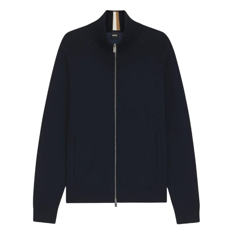 Hugo Boss Zip-Up Cardigan In Cotton And Virgin Wool
