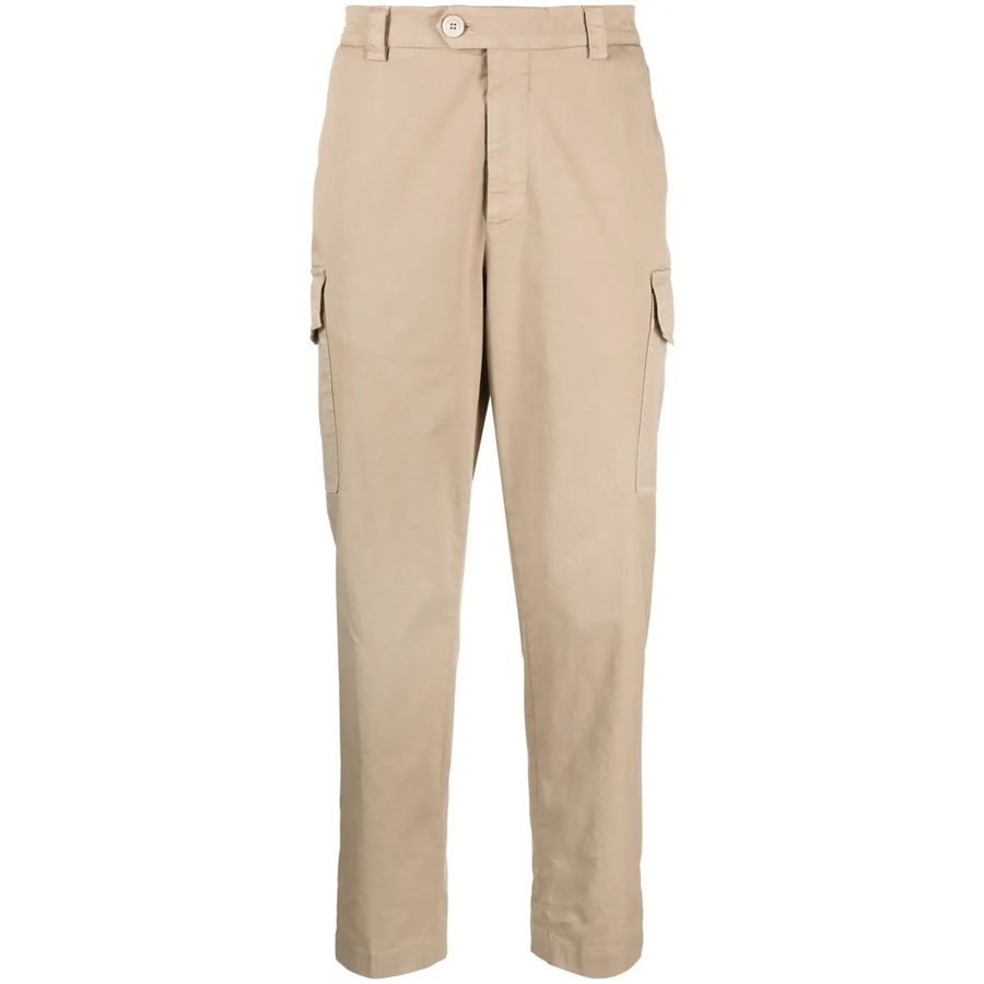 Brunello Cucinelli Men's Beige Cargo Style Cotton Trousers