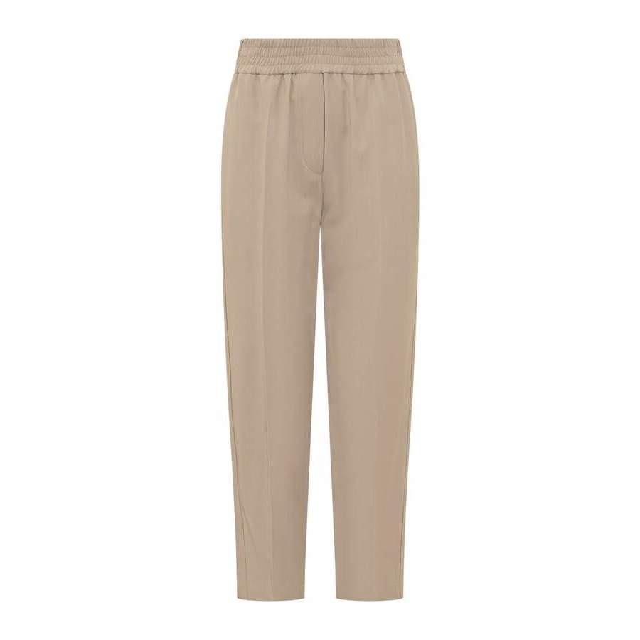 Brunello Cucinelli Womens Bleeker Beige Wool Blend Tapered Trousers