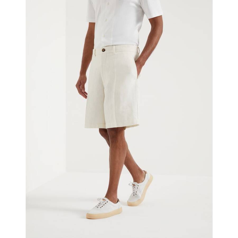 Brunello Cucinelli Men's Panama Linen Blend Tailored Shorts
