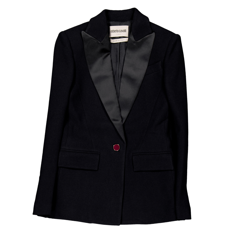 Roberto Cavalli Black Wool Blazer