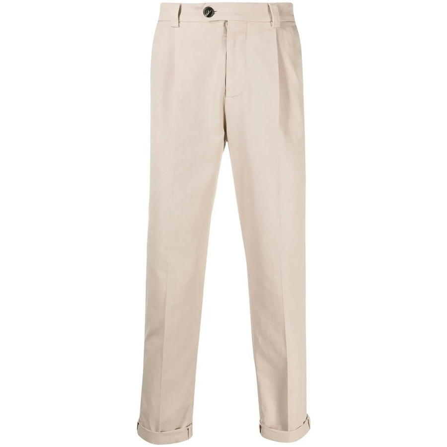 Brunello Cucinelli Mens Beige Tailored Cuffed Trousers