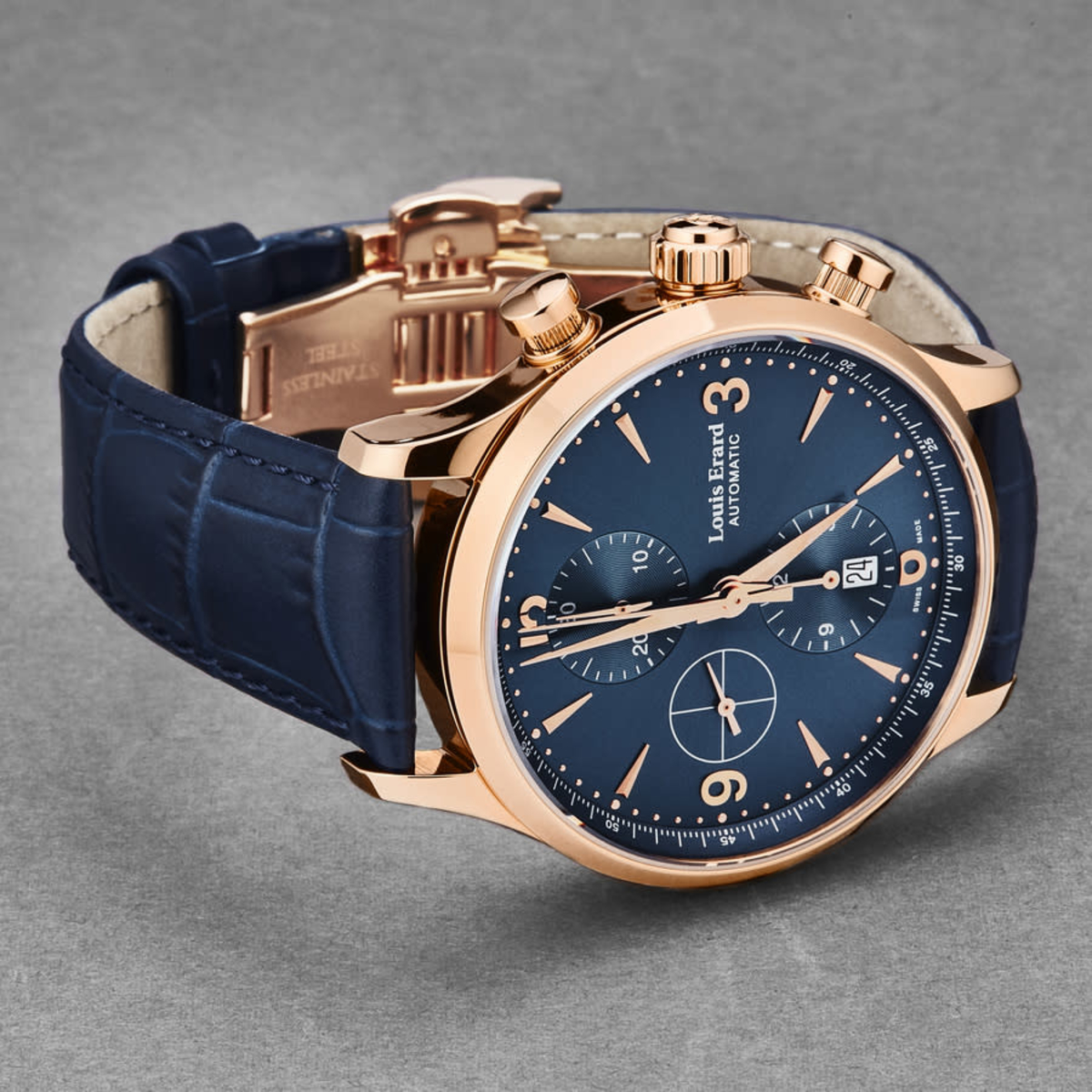 Louis Erard Watch - Man in Steel with Blue Dial Chronograph