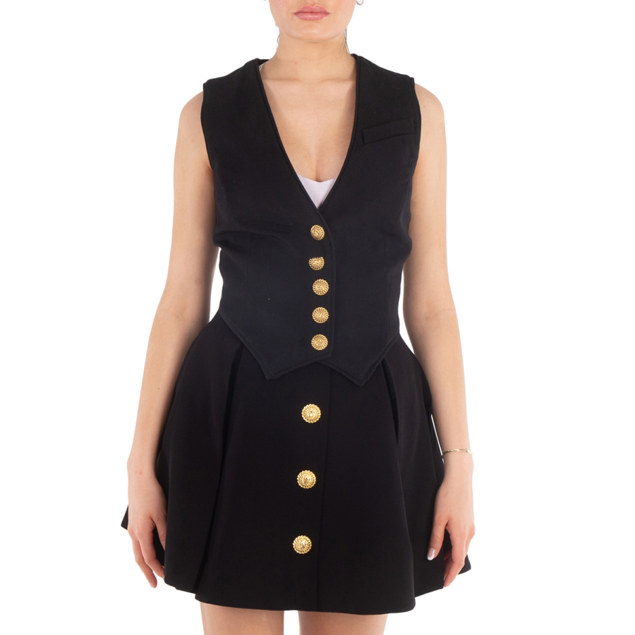 Balmain Black Virgin Wool Waistcoat