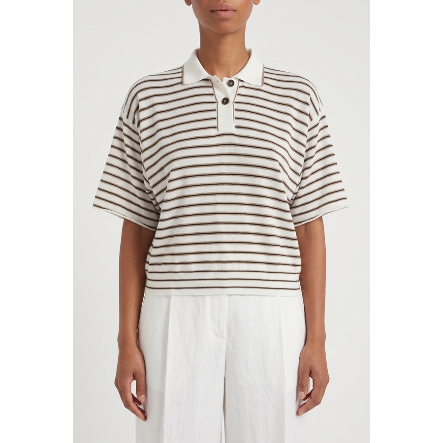 Brunello Cucinelli White Striped Wool Shirt