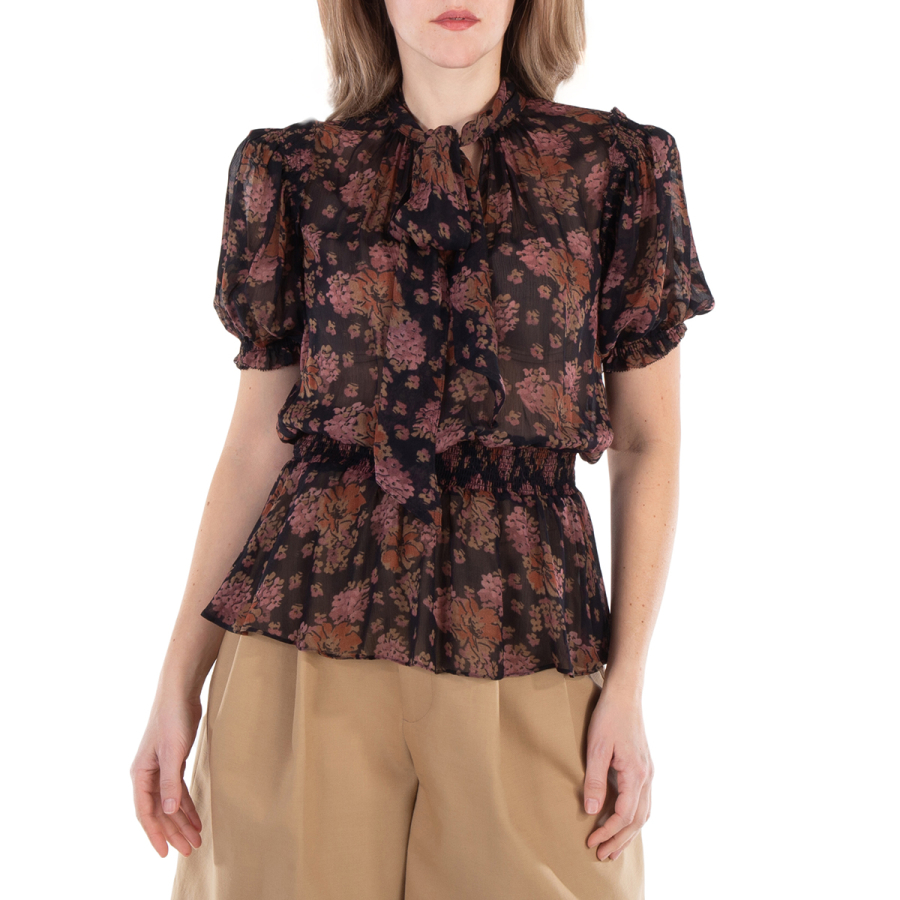 Polo Ralph Lauren Georgette Floral Tie-Neck Blouse