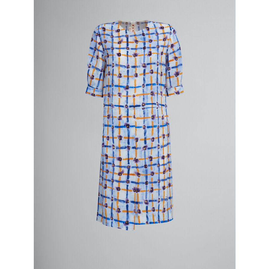 Marni Women's Light Blue Patterned Midi Dress