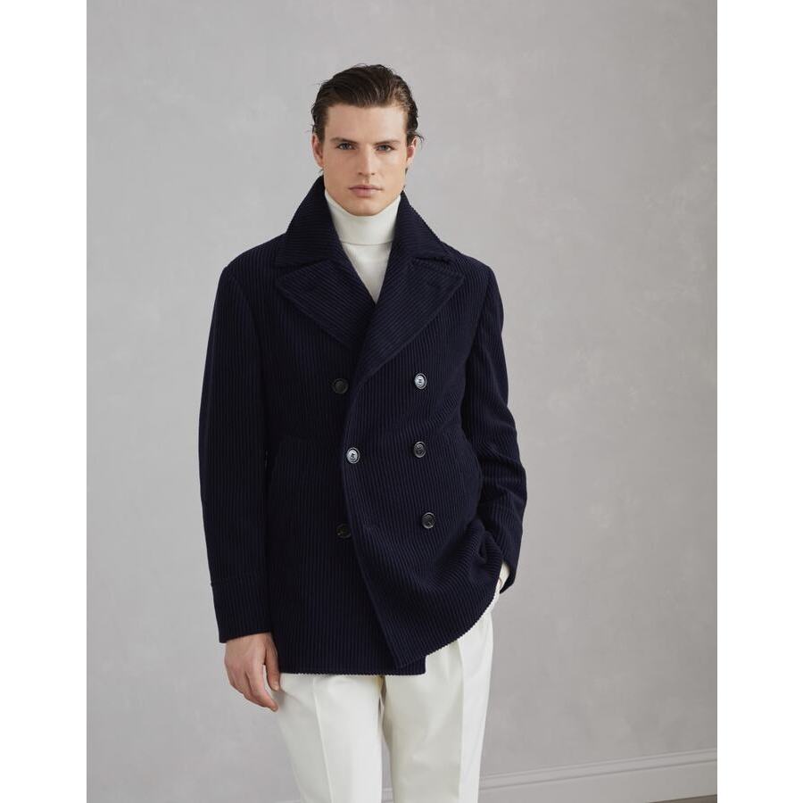 Brunello Cucinelli Men's Cobalt Wool Double Breasted Jacket
