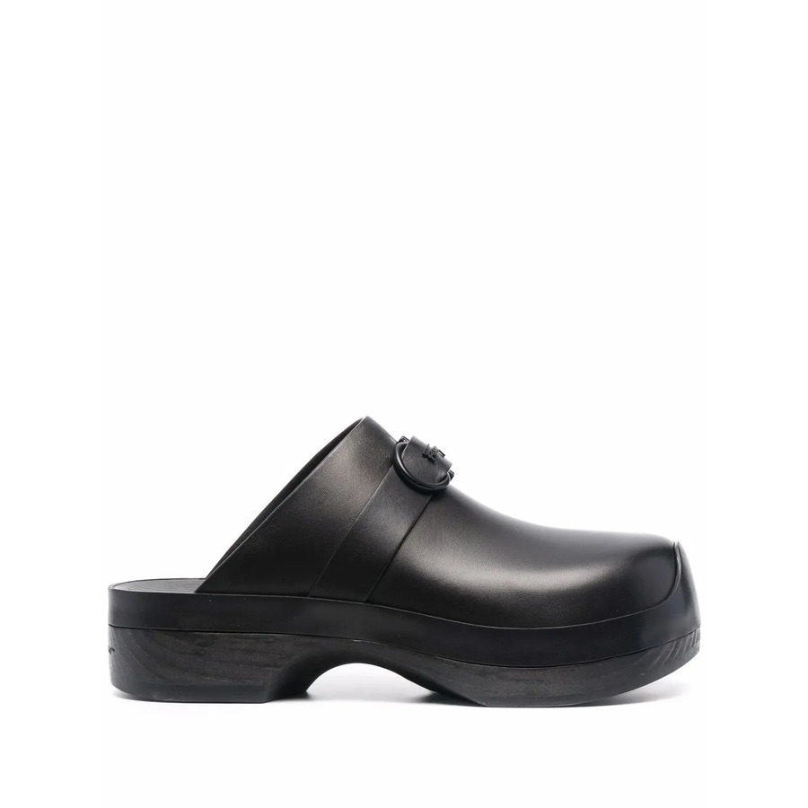 Ferragamo Womens Black Clog Flats