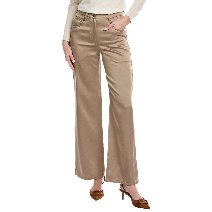 Brunello Cucinelli Womens Dove Wide Leg Trousers