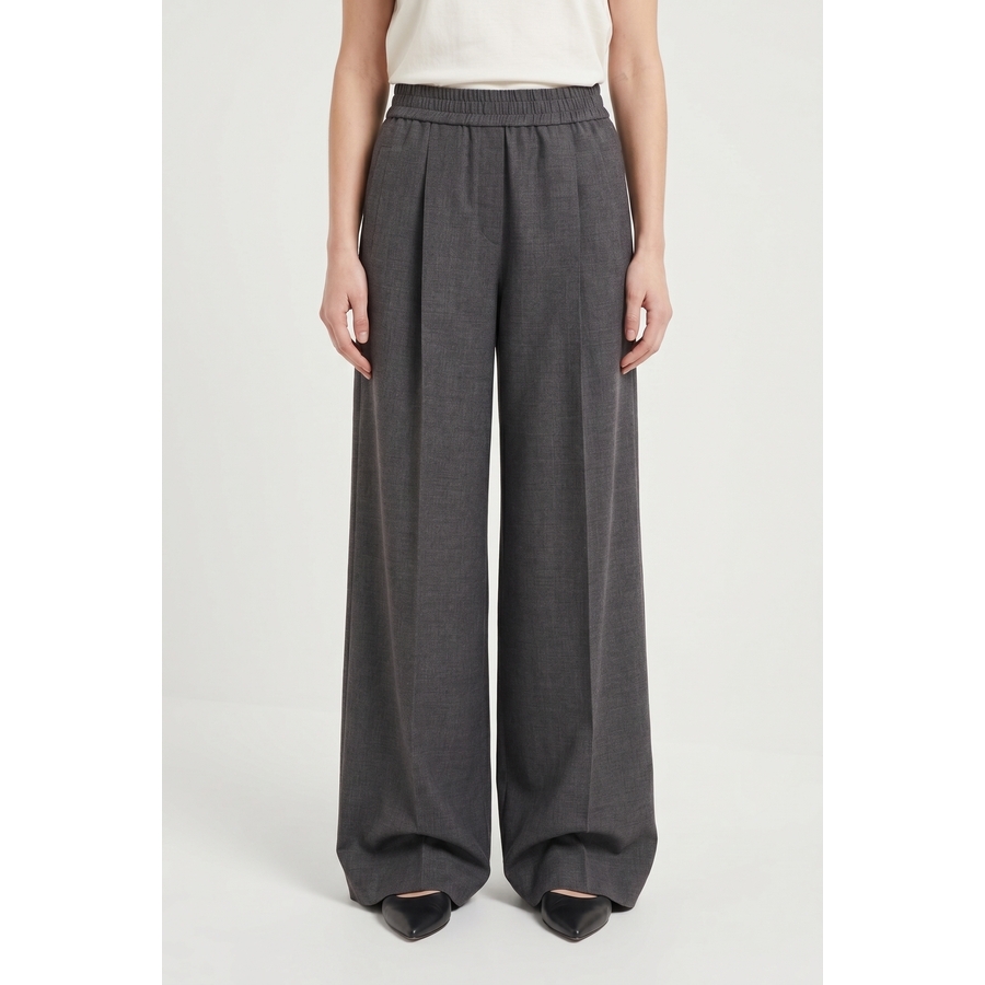 Brunello Cucinelli Wodark Grey Wide Leg Trousers