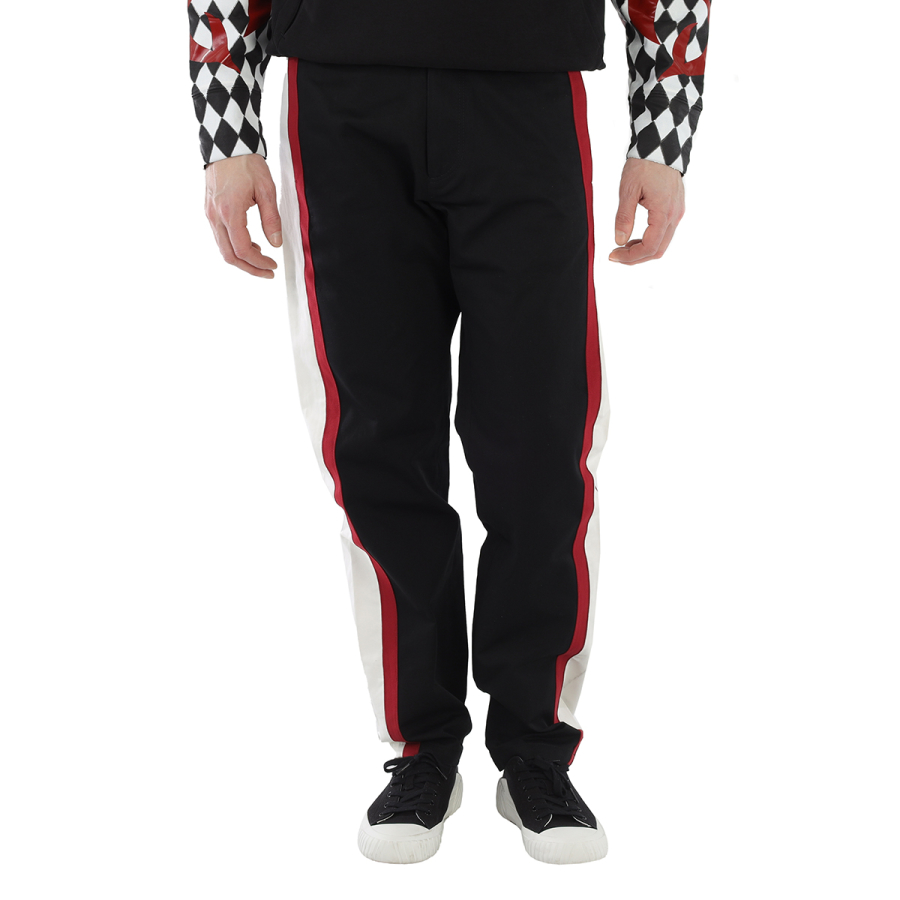 Roberto Cavalli Mens Black Side Stripe Tailored Cotton Trousers