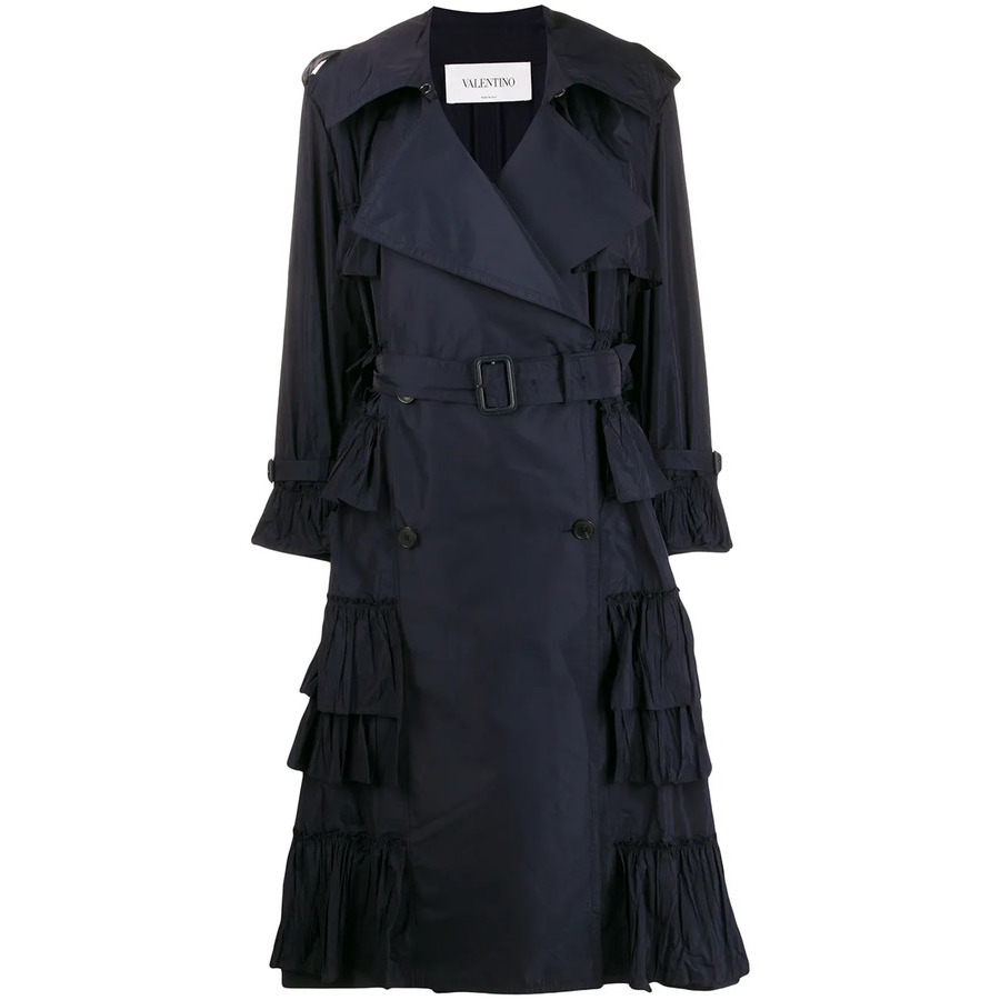 Valentino Garavani Double-Breasted Tiered Trench Coat