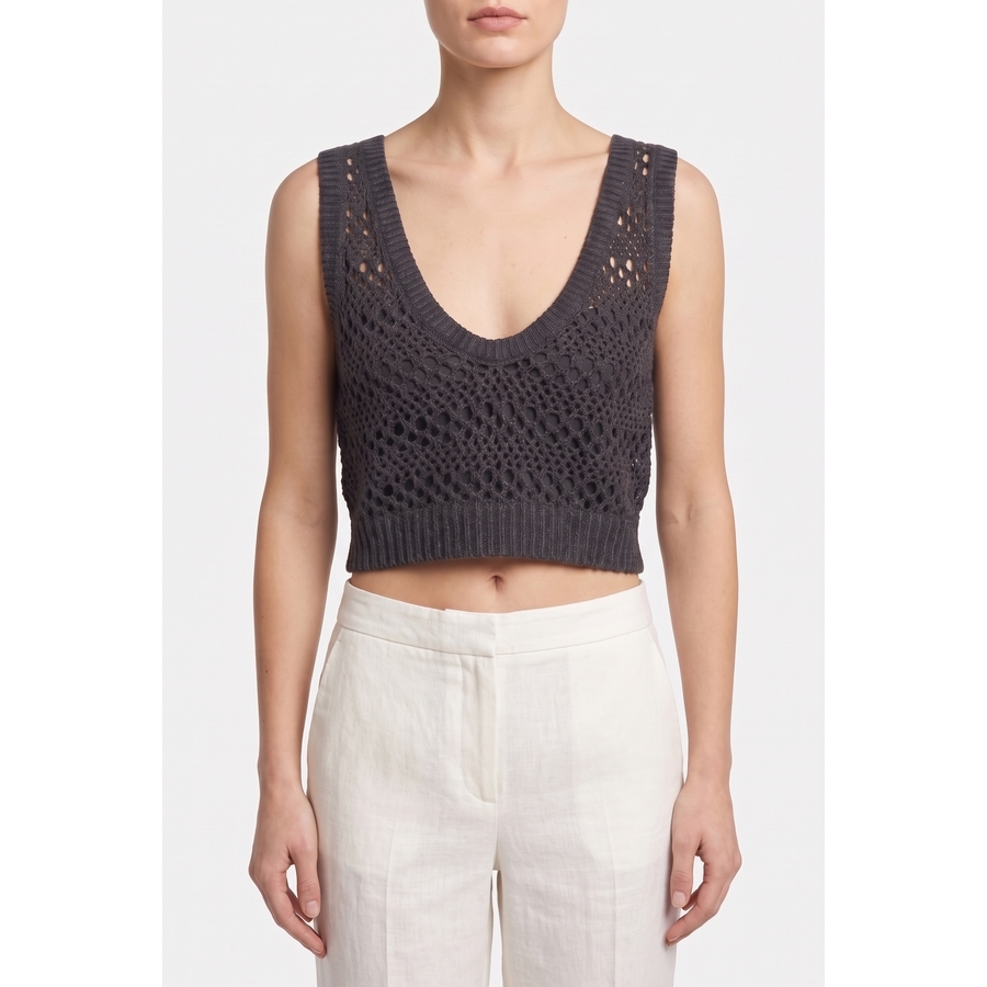 Brunello Cucinelli Women's Sleeveless Tank Top Style Knit Shirt
