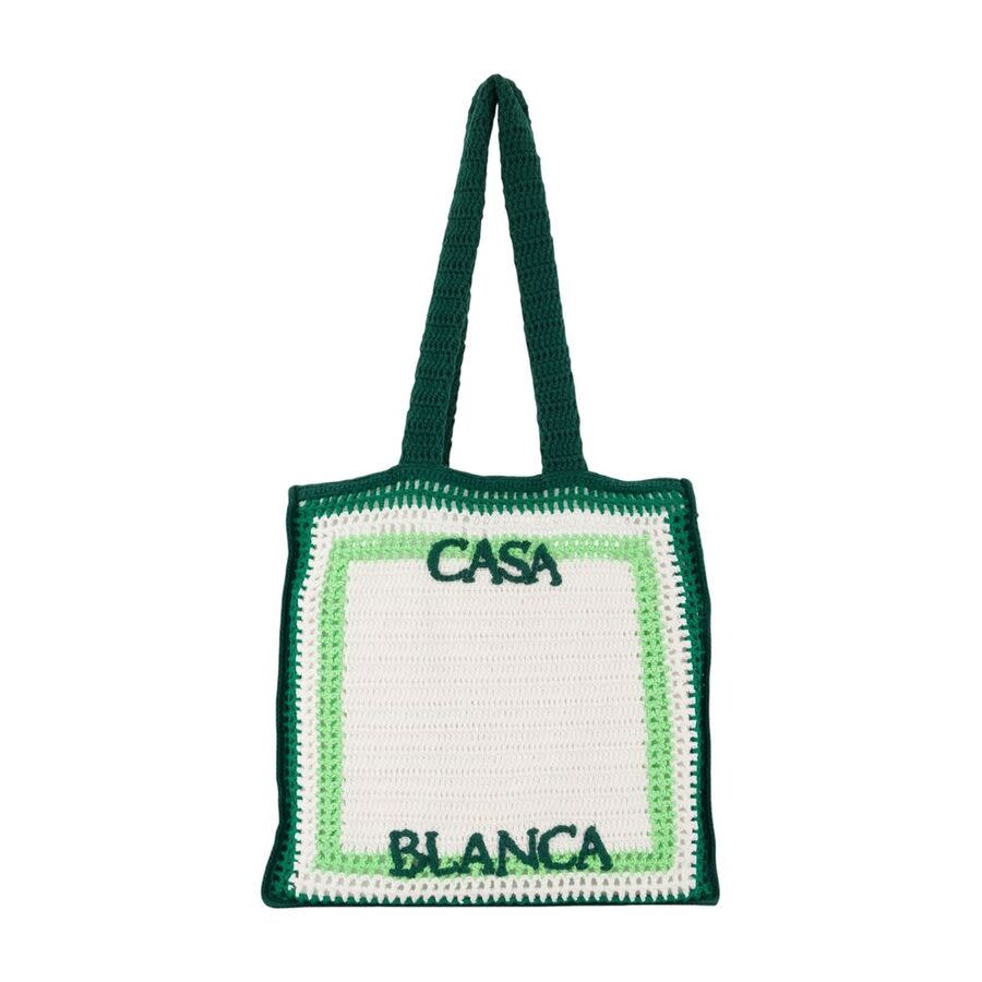 Casablanca Crocheted Cotton Tote Bag Green