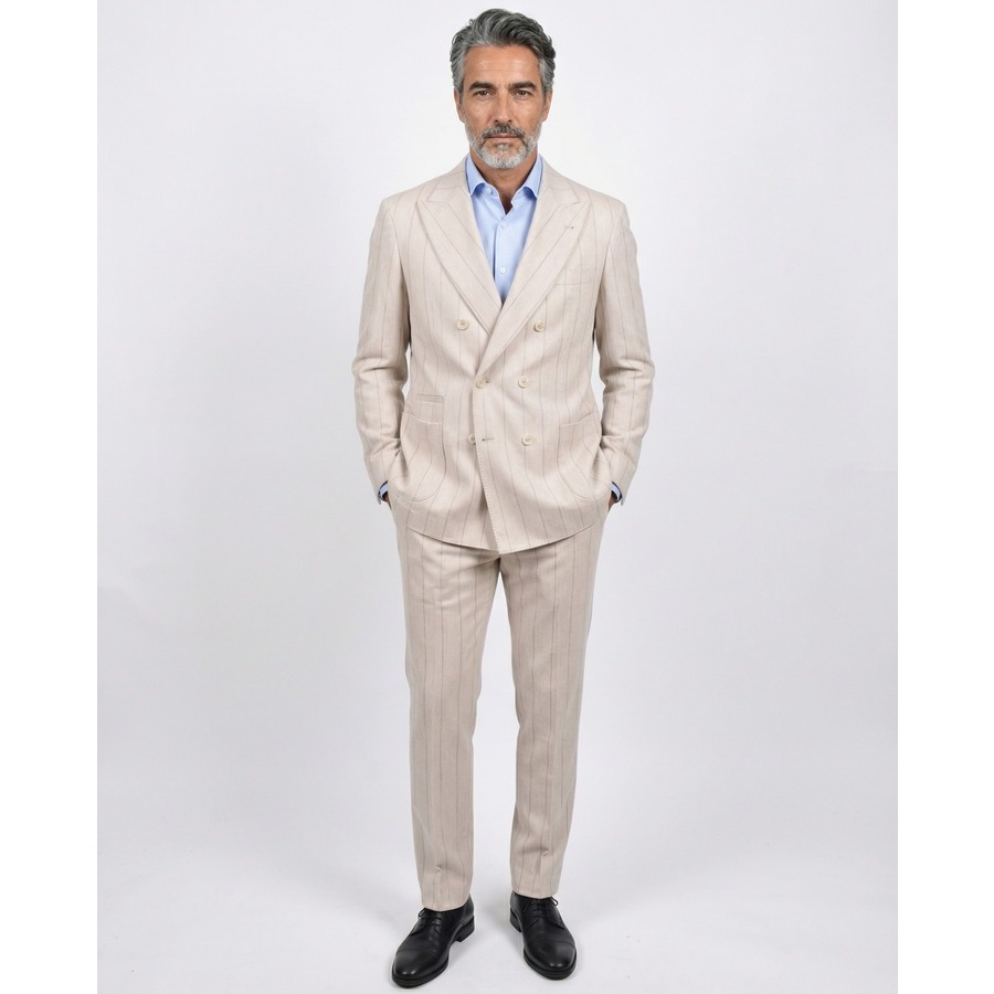 Brunello Cucinelli Sand Wool Double-Breasted Suit