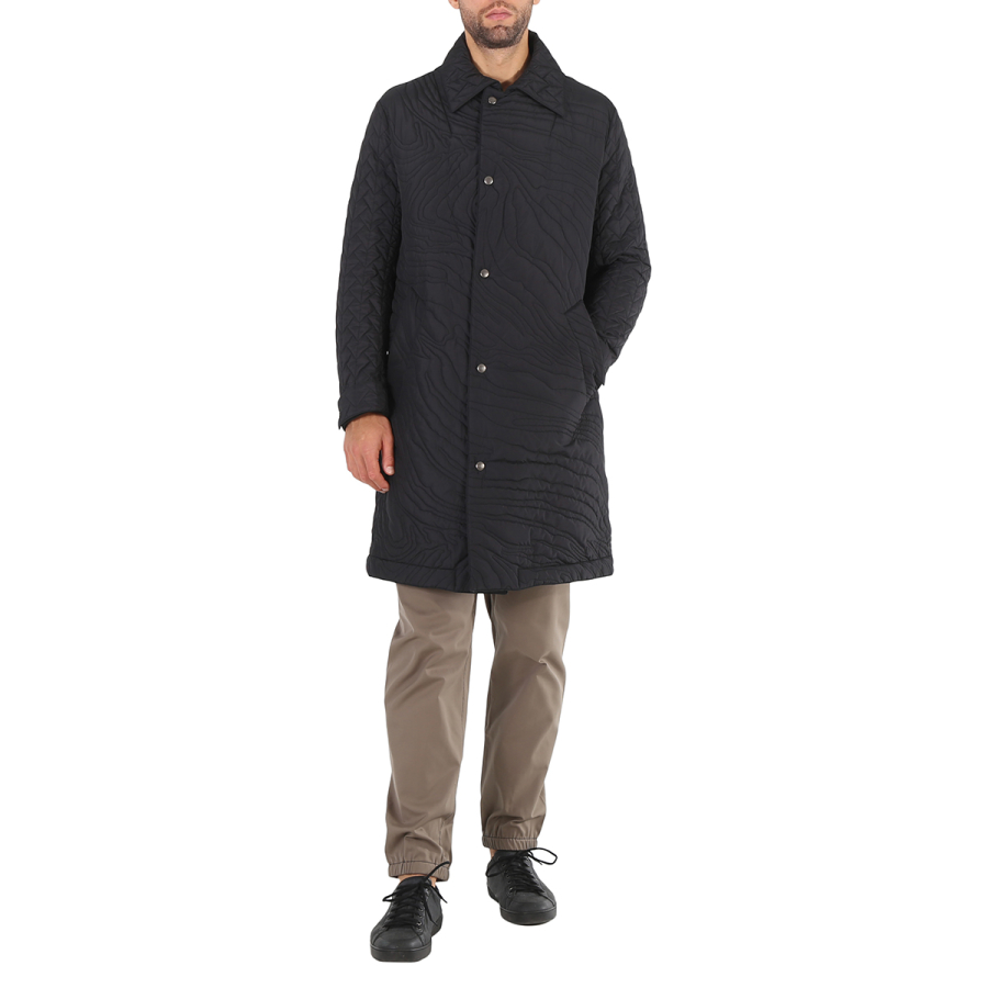Roberto Cavalli Mens Black Animalier Quilted Lightweight Raincoat