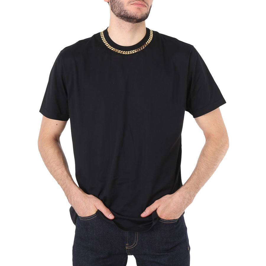 Burberry Mens Black Chain Detail T-shirt