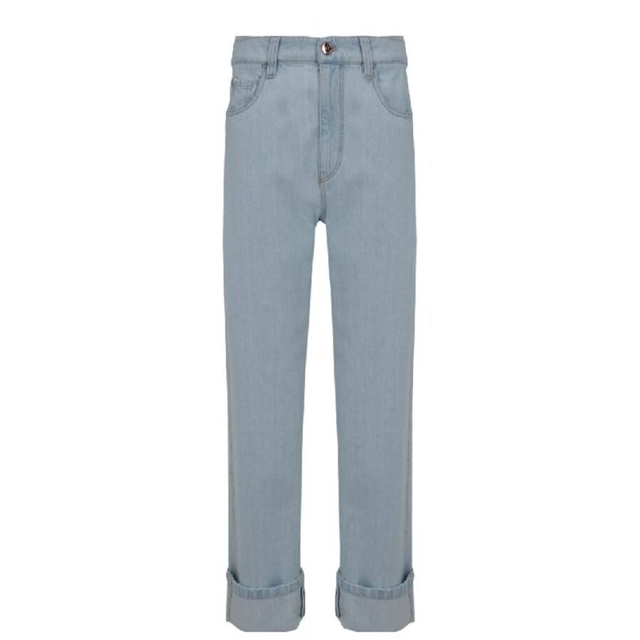 Brunello Cucinelli Light Blue Cuffed Trousers