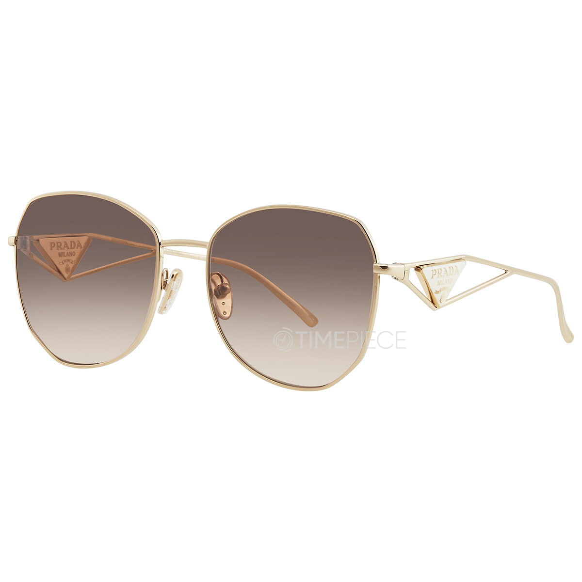 Prada Light Brown Gradient Light Gray Irregular Ladies Sunglasses