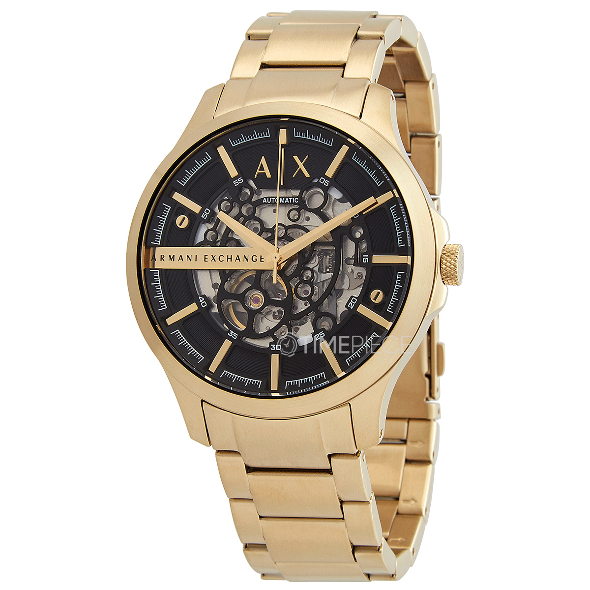 Black Armani Hampton Skeleton Exchange Automatic AX2419 Mens Dial Watch