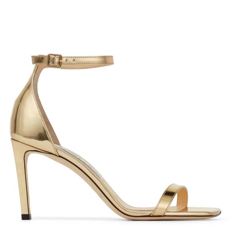 Jimmy Choo Gold Alva 85 Leather Sandals