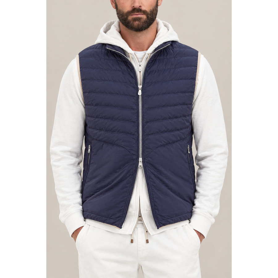Brunello Cucinelli Mens Midnight Blue Quilted Jacket