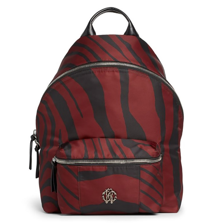 Roberto Cavalli Mens Sienna And Black Zebra Print Fabric Backpack
