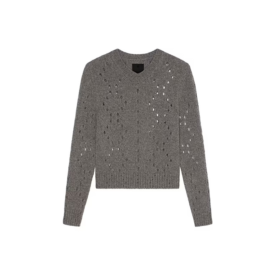 Givenchy Short V Neck Sweater Medium Grey