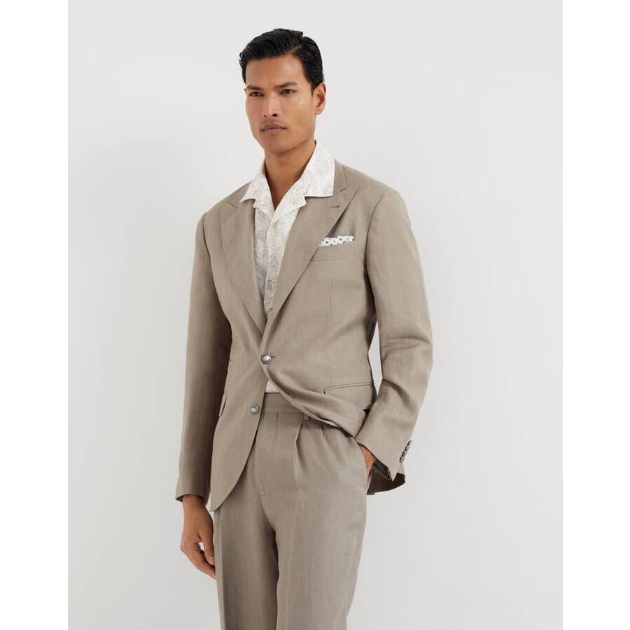 Brunello Cucinelli Mens Sage Linen Two Button Blazer