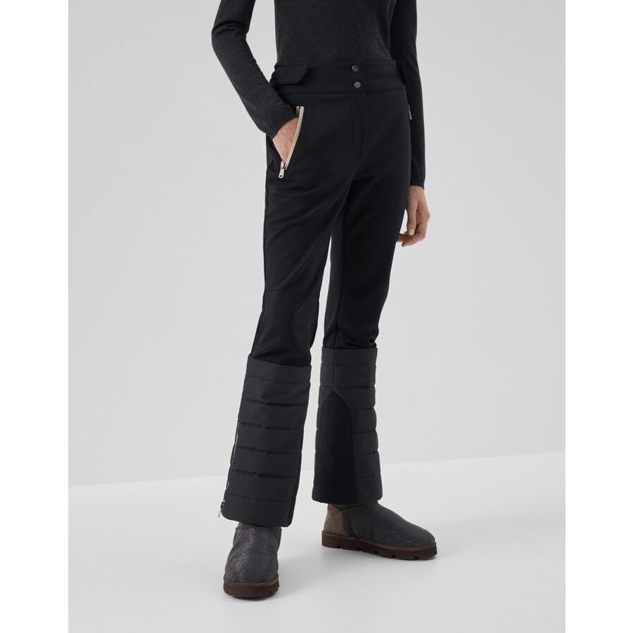 Brunello Cucinelli Womens Black Wool Blend Quilted Hem Trousers