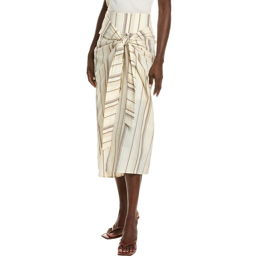 Brunello Cucinelli Women'S Striped Wrap Midi Skirt