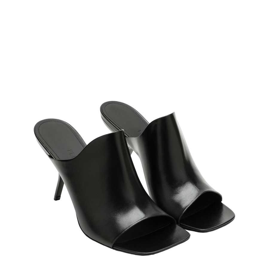 Salvatore Ferragamo Black Nappa Open-Toe Slide Sandals