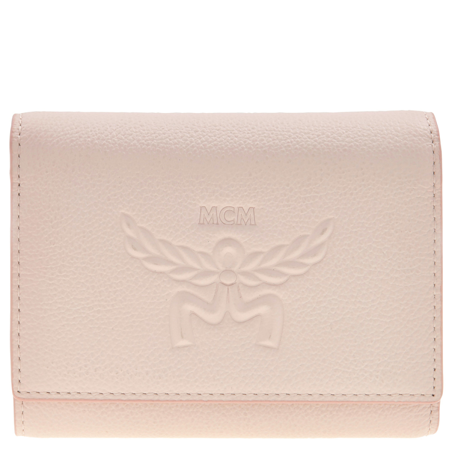 MCM Embossed Logo Small Himmel Trifold Wallet