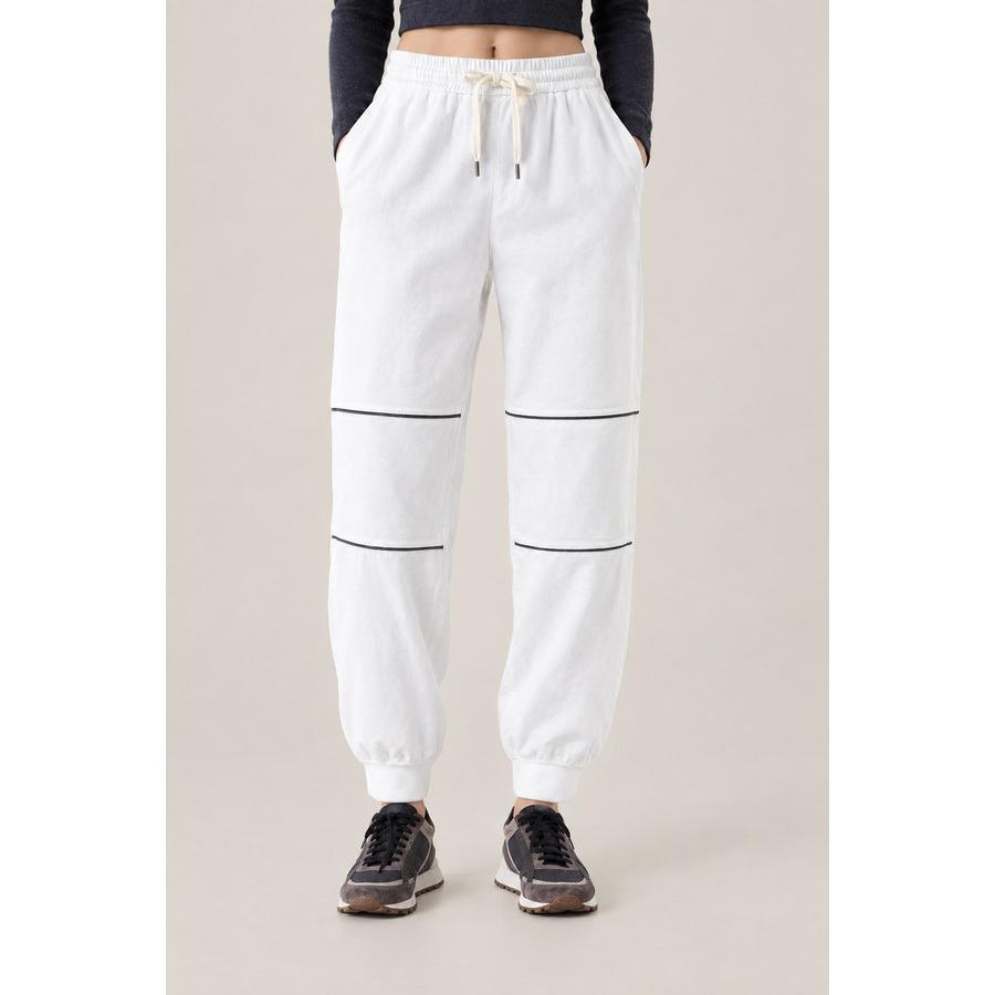 Brunello Cucinelli Women's Off White Cotton Jogger Trousers