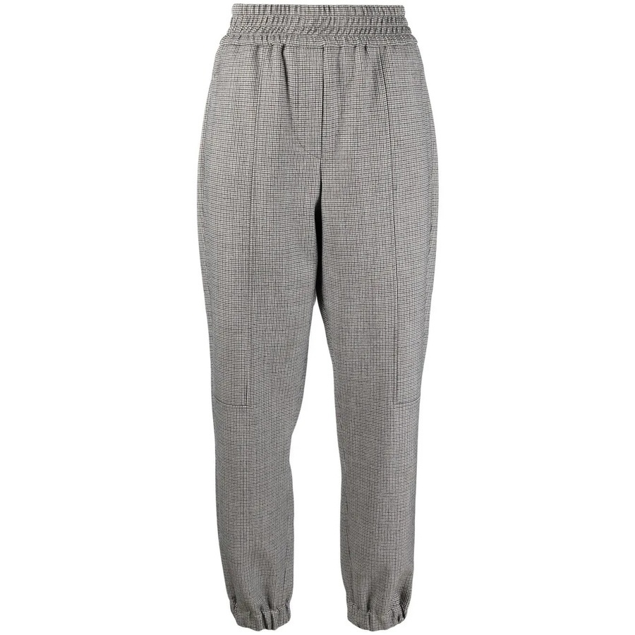 Brunello Cucinelli Gray Houndstooth Elastic Waist Trousers