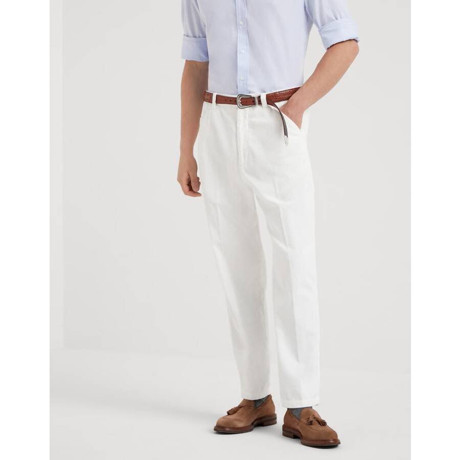 Brunello Cucinelli Men's Snow Cotton Straight Trousers