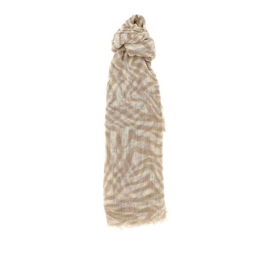 Brunello Cucinelli Women's Beige Linen Patterned Scarf