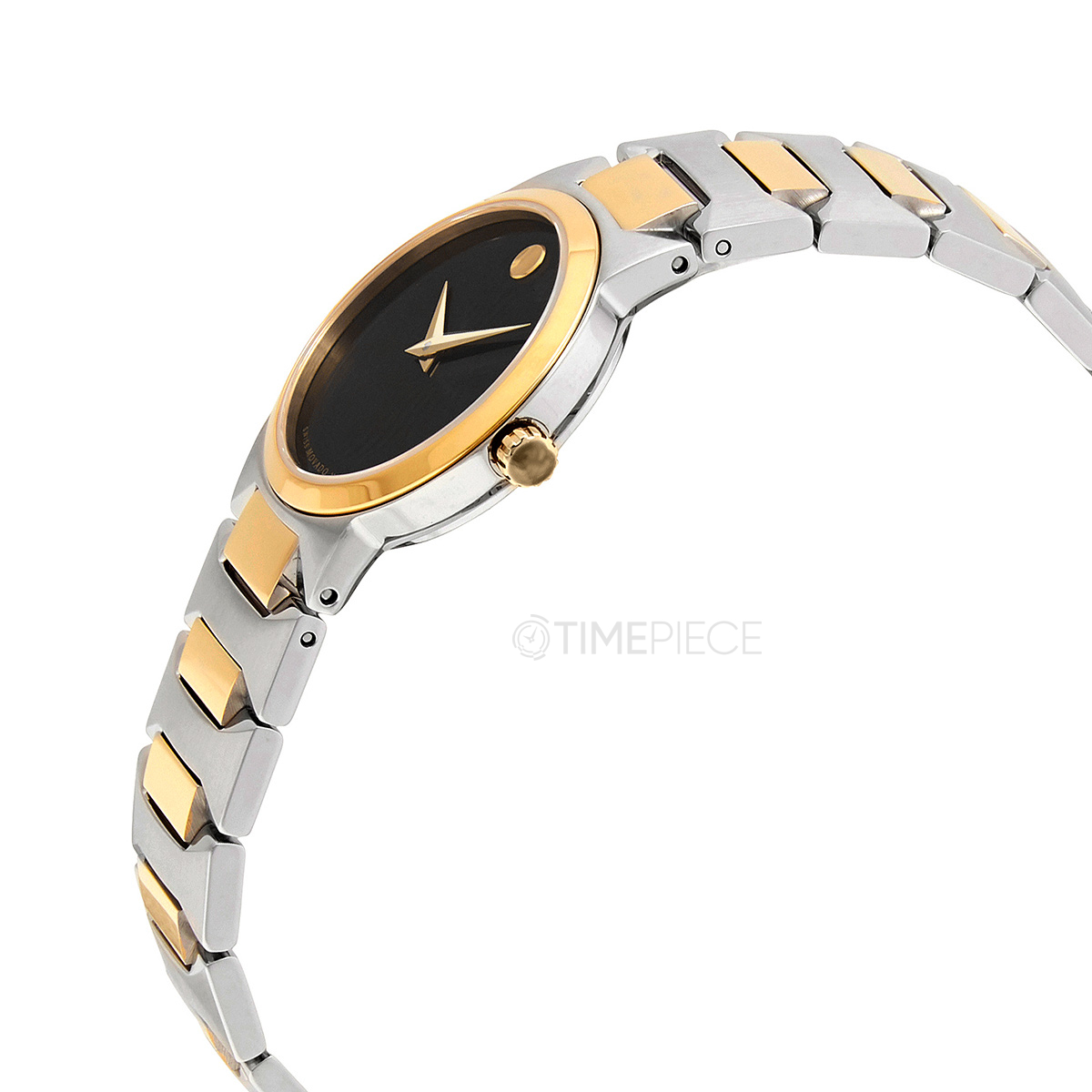 Movado Temo Black Dial Two Tone Ladies Watch 0607296 