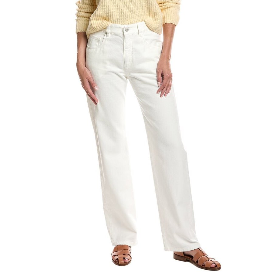 Brunello Cucinelli Wooff White Straight Cotton Trousers