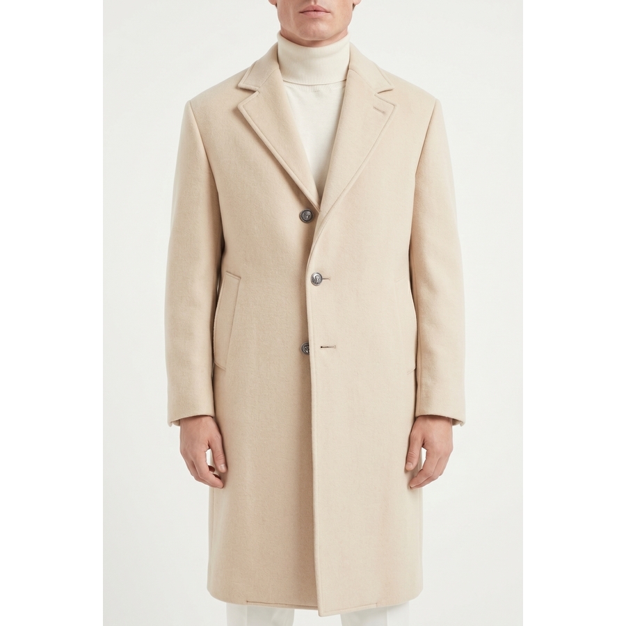 Brunello Cucinelli Light Beige Wool Overcoat