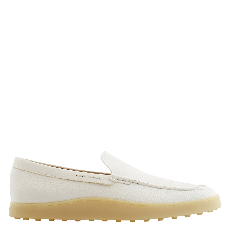 Tods Mens White Calf Leather Moccasins, Brand Size 8 ( US Size 9 )