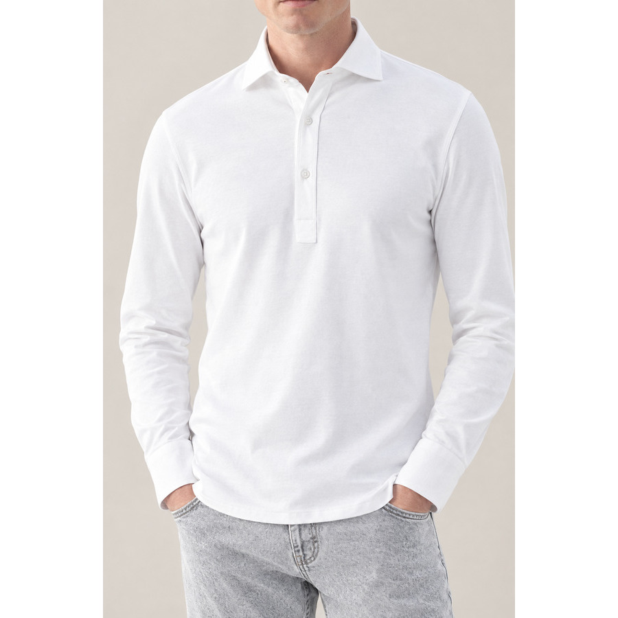 Brunello Cucinelli Men's White Long Sleeve Polo Shirt