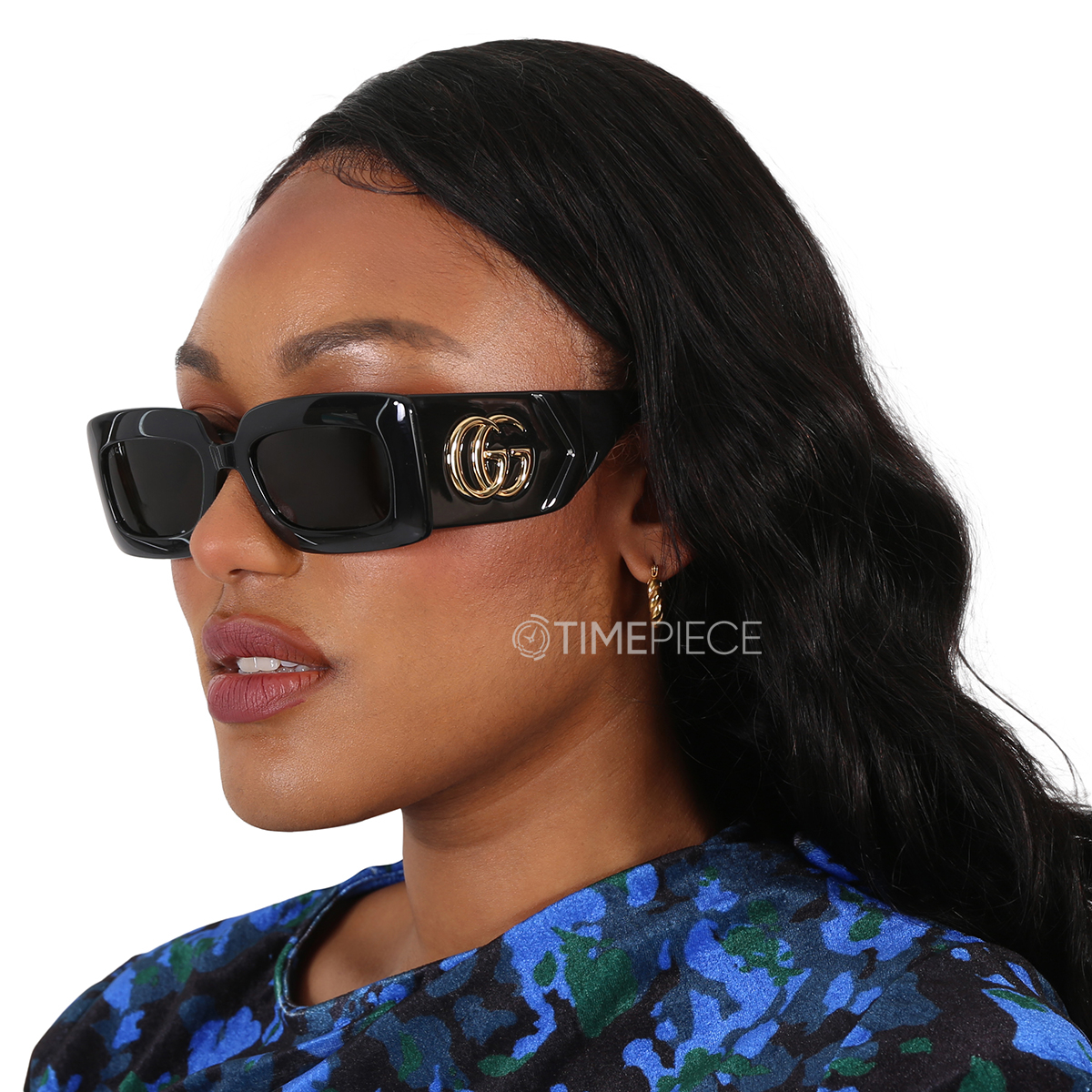 Gucci Gray Rectangular Ladies Sunglasses GG0811S 001 53