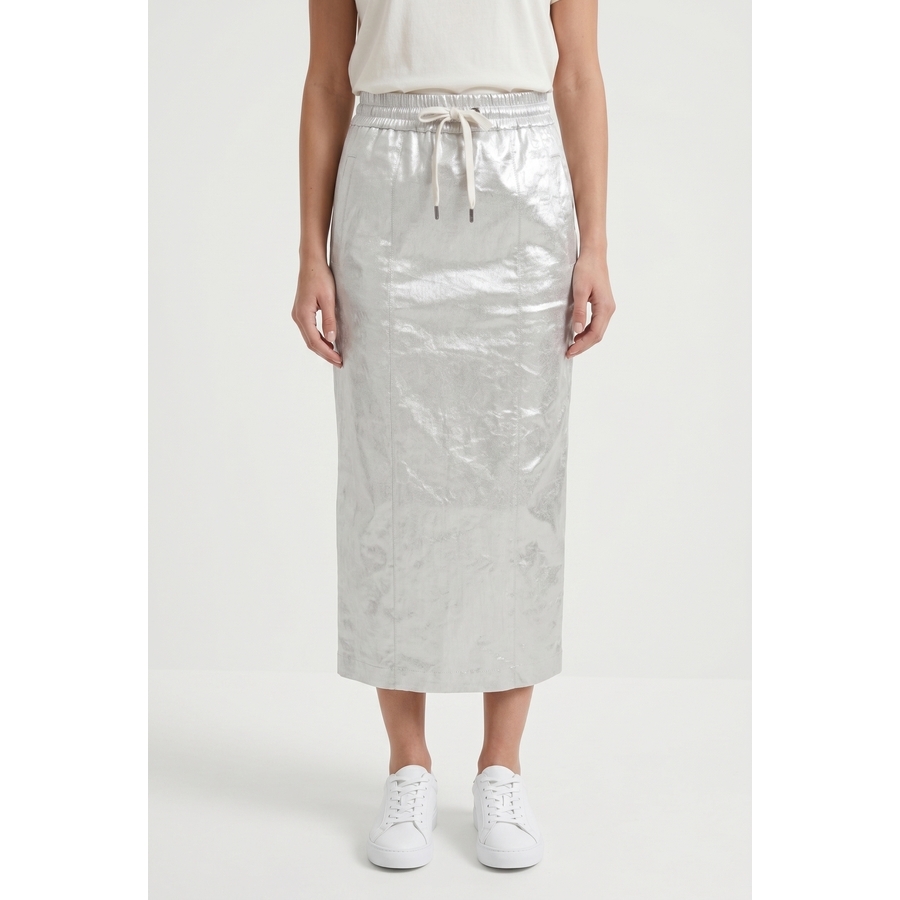 Brunello Cucinelli Wosilver Linen Blend Straight Skirt