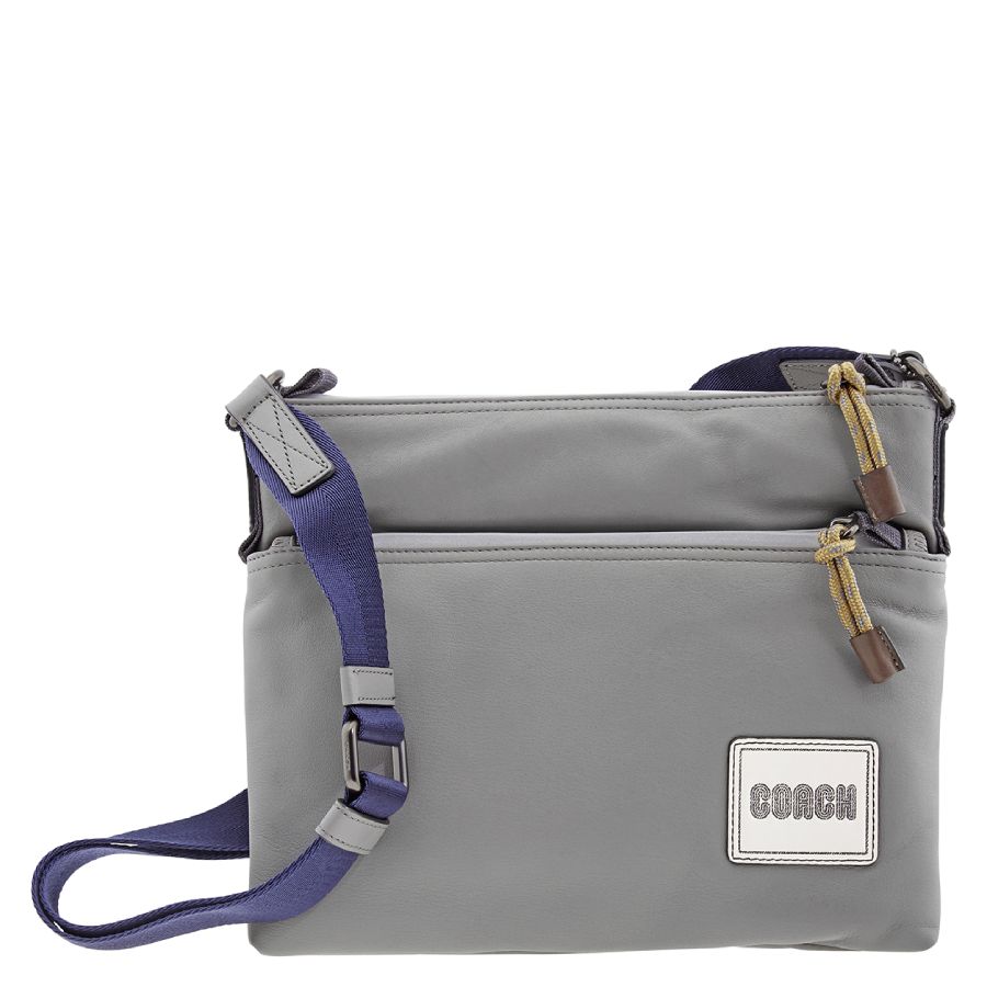 Coach Mens Pacer Crossbody Bag in Black Copper/Heather Grey